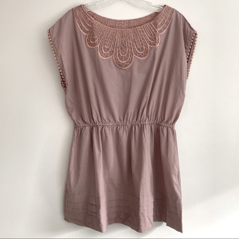 Ranna Gill embroidered boatneck top light mauve, L